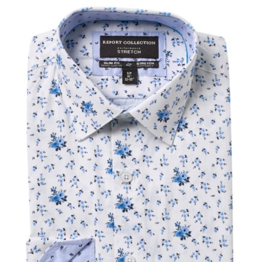 Slim Fit Floral Print Dress Shirt
